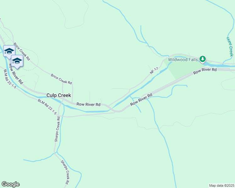 map of restaurants, bars, coffee shops, grocery stores, and more near 38269 Lower Brice Creek Road in Culp Creek