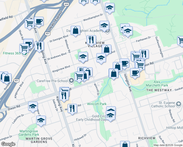 map of restaurants, bars, coffee shops, grocery stores, and more near in 