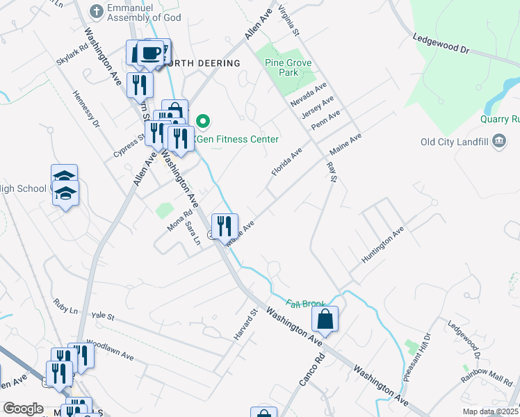 map of restaurants, bars, coffee shops, grocery stores, and more near 68 Maine Avenue in Portland