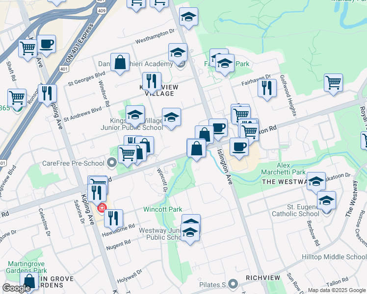 map of restaurants, bars, coffee shops, grocery stores, and more near 290 Dixon Road in Toronto