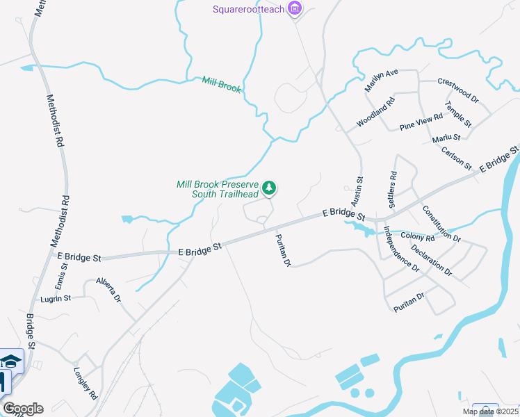 map of restaurants, bars, coffee shops, grocery stores, and more near 300 East Bridge Street in Westbrook