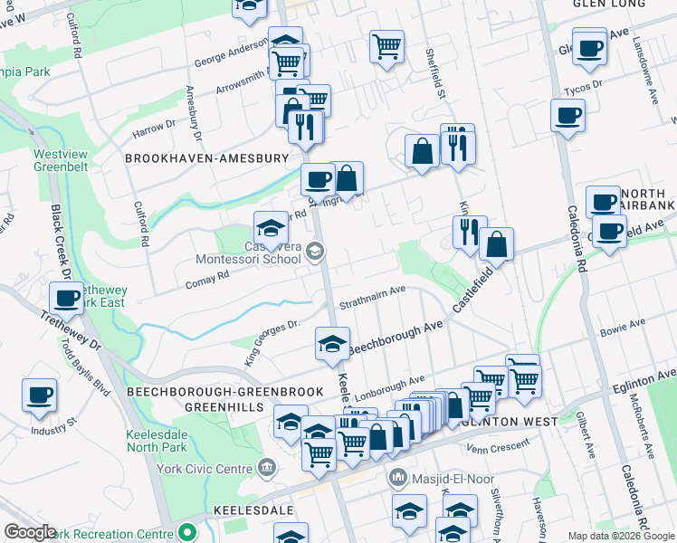 map of restaurants, bars, coffee shops, grocery stores, and more near in 