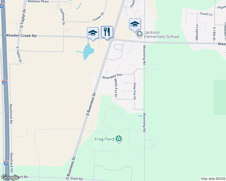map of restaurants, bars, coffee shops, grocery stores, and more near 5120 White Fox Drive in Sheboygan