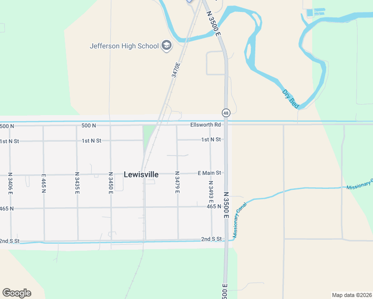 map of restaurants, bars, coffee shops, grocery stores, and more near 486 North 3479 East in Lewisville