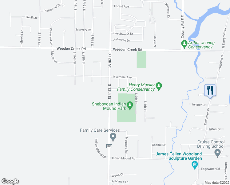 map of restaurants, bars, coffee shops, grocery stores, and more near 5009 South 12th Street in Sheboygan