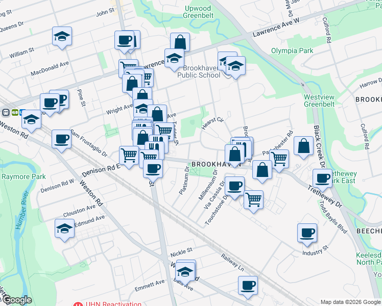 map of restaurants, bars, coffee shops, grocery stores, and more near 7 Tedder Street in Toronto