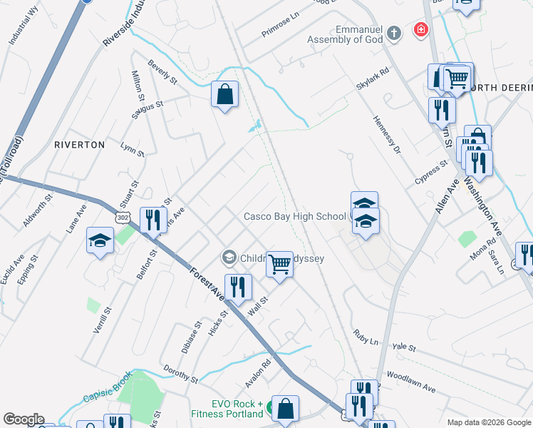 map of restaurants, bars, coffee shops, grocery stores, and more near 54 9th Street in Portland