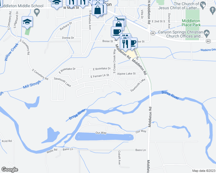 map of restaurants, bars, coffee shops, grocery stores, and more near 931 East Walcott Lake Court in Middleton