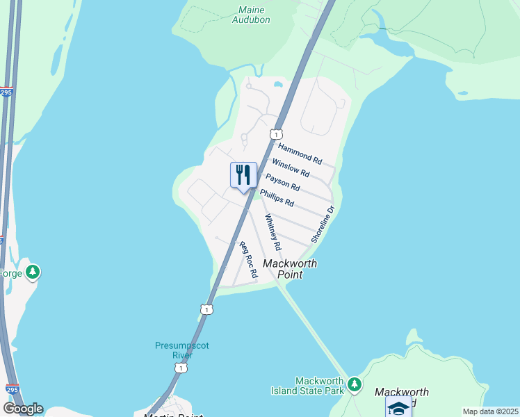 map of restaurants, bars, coffee shops, grocery stores, and more near 5 Whitney Rd in Falmouth