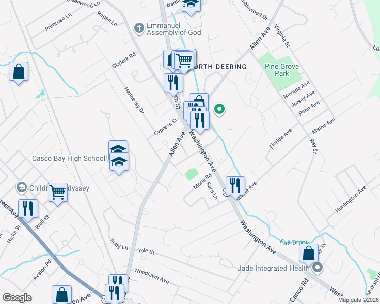 map of restaurants, bars, coffee shops, grocery stores, and more near 10 Abbott Street in Portland