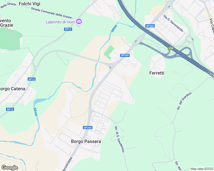map of restaurants, bars, coffee shops, grocery stores, and more near 5 Via del Lavoro in Senigallia