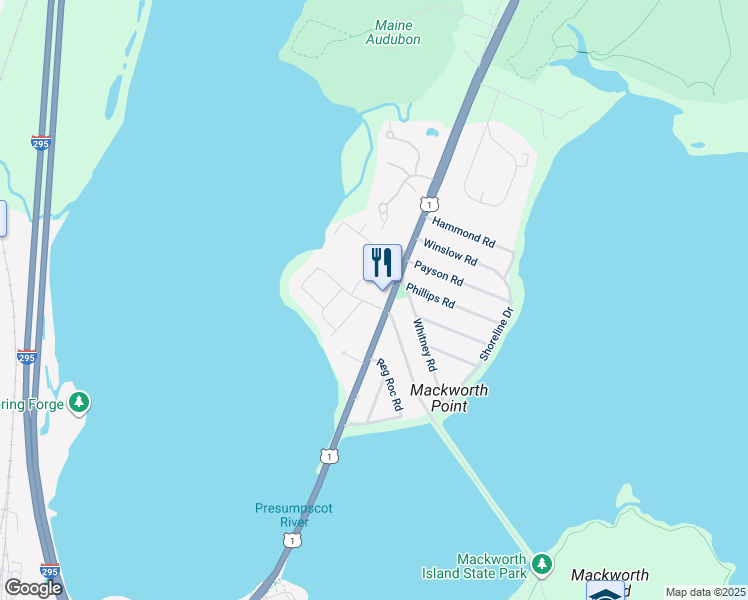 map of restaurants, bars, coffee shops, grocery stores, and more near 5 Greenway Drive in Falmouth