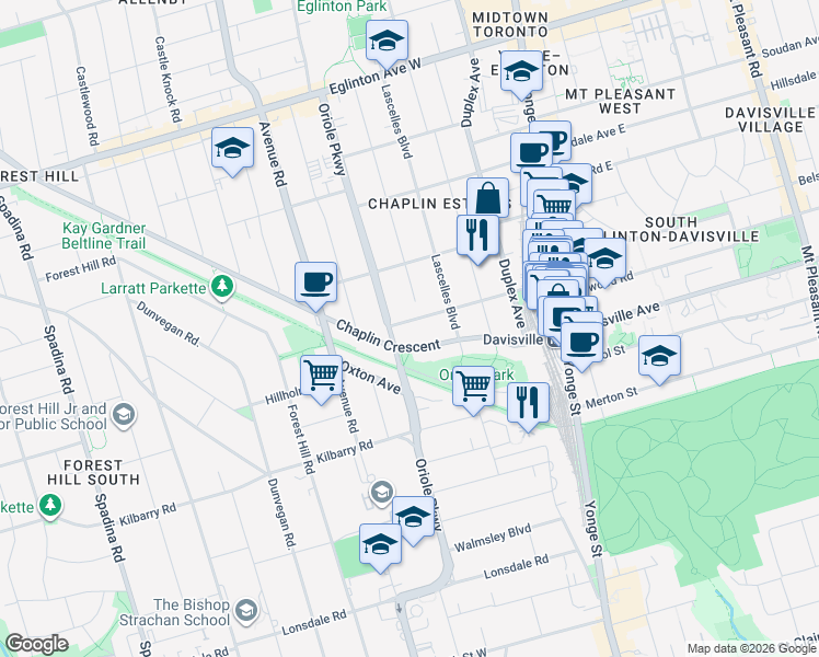 map of restaurants, bars, coffee shops, grocery stores, and more near 135 Imperial Street in Toronto