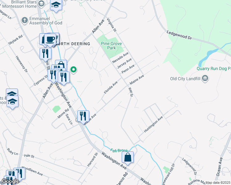 map of restaurants, bars, coffee shops, grocery stores, and more near 123 Maine Avenue in Portland