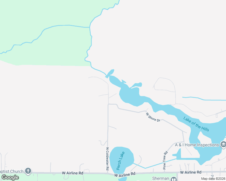 map of restaurants, bars, coffee shops, grocery stores, and more near 4000-4042 North Coldwater Road in Sherman