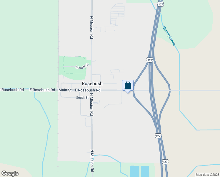 map of restaurants, bars, coffee shops, grocery stores, and more near 4054-4356 E Rosebush Rd in Rosebush