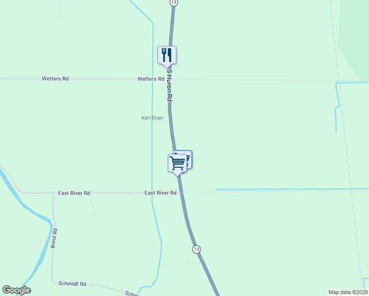 map of restaurants, bars, coffee shops, grocery stores, and more near 1251-1459 S Huron Rd in Bay