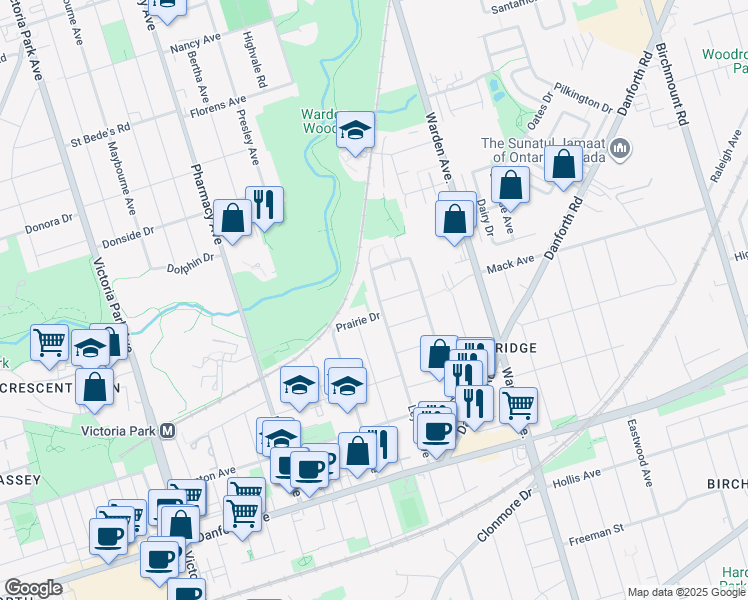 map of restaurants, bars, coffee shops, grocery stores, and more near 176 Leyton Avenue in Toronto