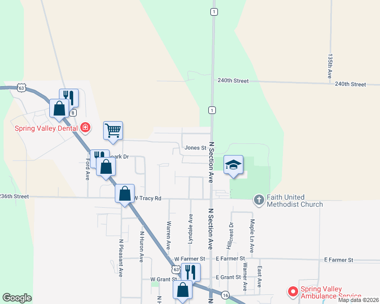 map of restaurants, bars, coffee shops, grocery stores, and more near 105 Jantes Street in Spring Valley