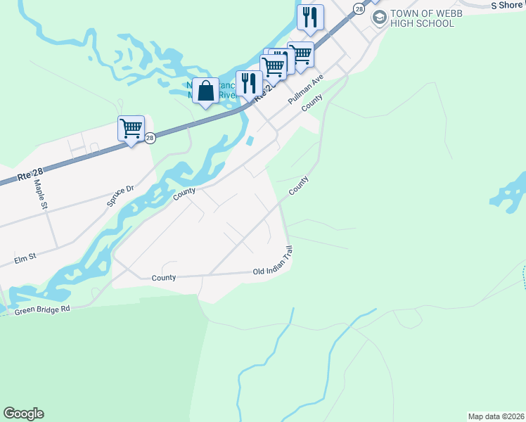 map of restaurants, bars, coffee shops, grocery stores, and more near 109 Long View East in Old Forge