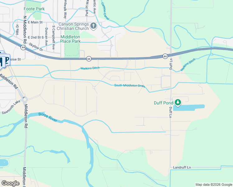 map of restaurants, bars, coffee shops, grocery stores, and more near 10481 Idaho 44 in Middleton