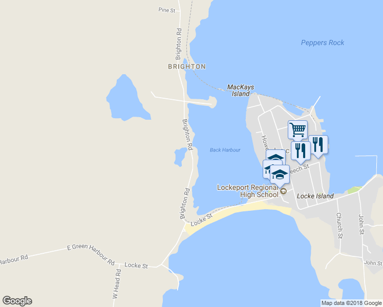 map of restaurants, bars, coffee shops, grocery stores, and more near 97 Brighton Road in Lockeport