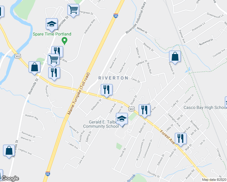 map of restaurants, bars, coffee shops, grocery stores, and more near 22 Bailey Avenue in Portland