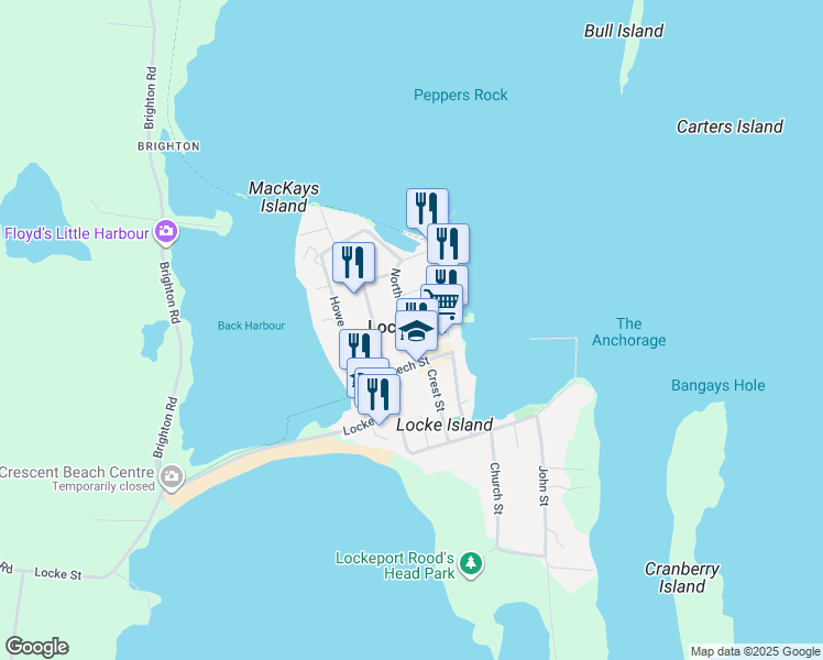 map of restaurants, bars, coffee shops, grocery stores, and more near 20 North Street in Lockeport
