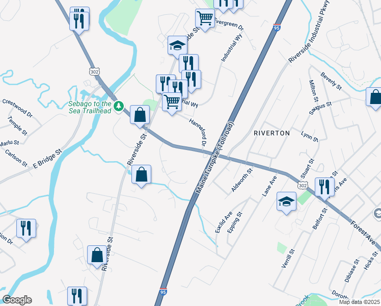 map of restaurants, bars, coffee shops, grocery stores, and more near in Portland