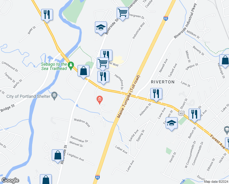 map of restaurants, bars, coffee shops, grocery stores, and more near in Portland