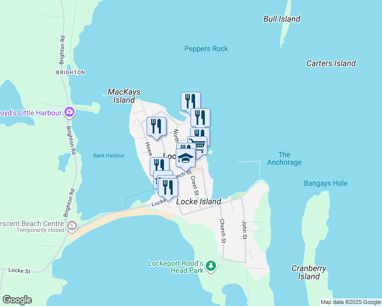 map of restaurants, bars, coffee shops, grocery stores, and more near 20 North Street in Lockeport
