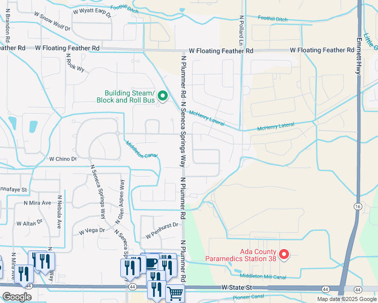 map of restaurants, bars, coffee shops, grocery stores, and more near 933 North Barkvine Avenue in Star