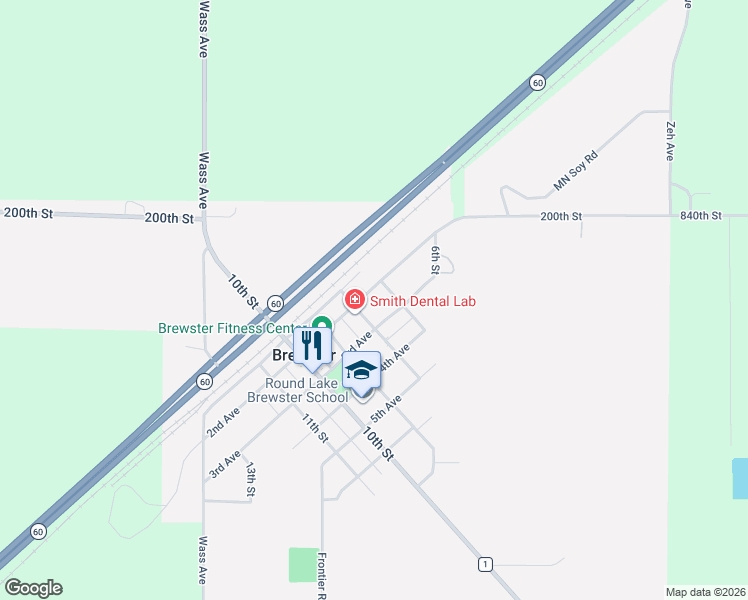 map of restaurants, bars, coffee shops, grocery stores, and more near 704 2nd Avenue in Brewster