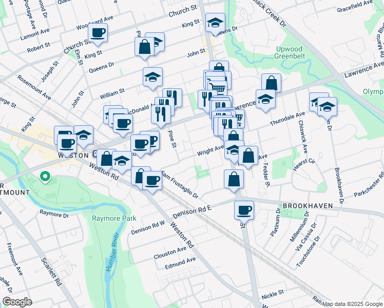 map of restaurants, bars, coffee shops, grocery stores, and more near 188 Wright Avenue in Toronto