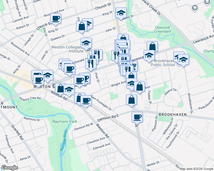 map of restaurants, bars, coffee shops, grocery stores, and more near 184 Wright Avenue in Toronto
