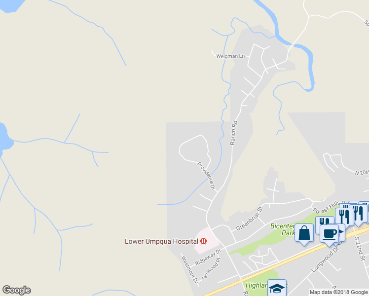 map of restaurants, bars, coffee shops, grocery stores, and more near 425 Providence Drive in Reedsport