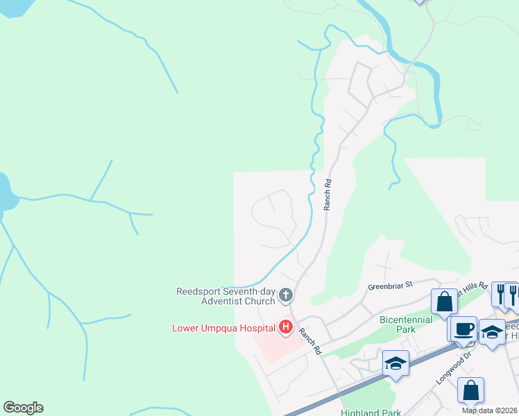 map of restaurants, bars, coffee shops, grocery stores, and more near 430 Providence Drive in Reedsport