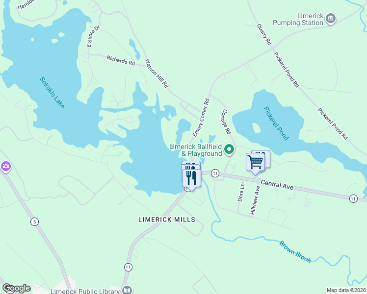 map of restaurants, bars, coffee shops, grocery stores, and more near 72 Emery Corner Road in Limerick
