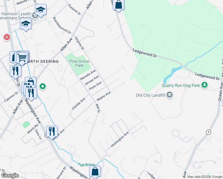 map of restaurants, bars, coffee shops, grocery stores, and more near 75 Vermont Avenue in Portland