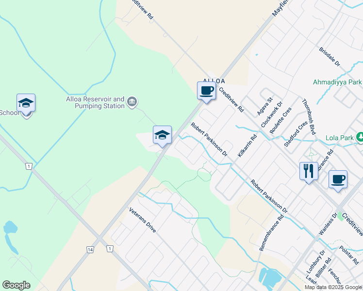 map of restaurants, bars, coffee shops, grocery stores, and more near in Regional Municipality of Peel
