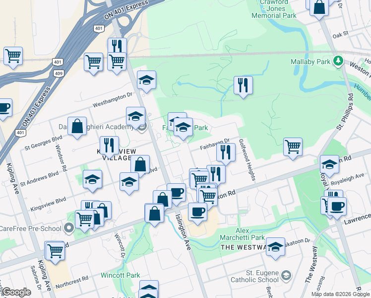 map of restaurants, bars, coffee shops, grocery stores, and more near 32 McArthur Street in Toronto