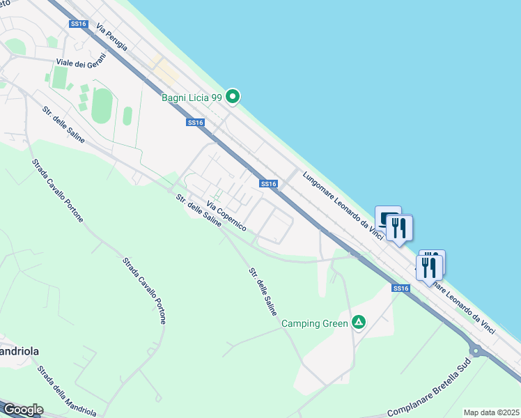 map of restaurants, bars, coffee shops, grocery stores, and more near 4 Via E. Torricelli in Senigallia