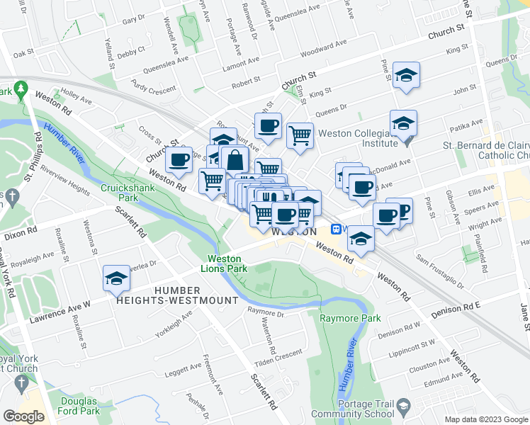 map of restaurants, bars, coffee shops, grocery stores, and more near 1943 Pantelis Kalamaris Lane in Toronto