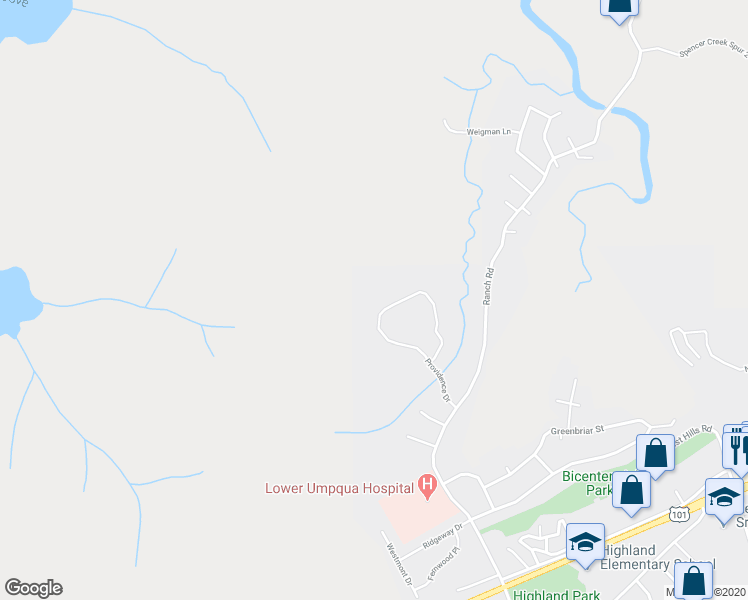 map of restaurants, bars, coffee shops, grocery stores, and more near 430 Providence Drive in Reedsport