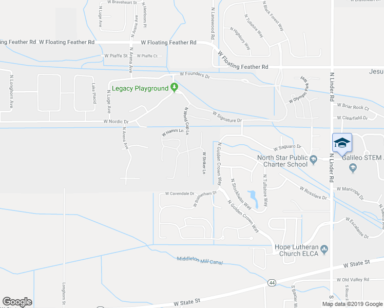 map of restaurants, bars, coffee shops, grocery stores, and more near 1046 North World Cup Lane in Eagle