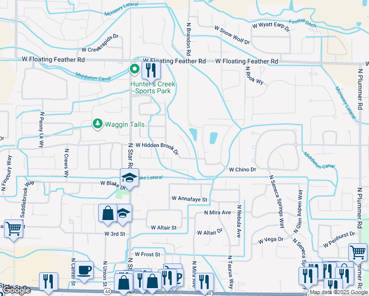 map of restaurants, bars, coffee shops, grocery stores, and more near 1015 N Knox Pl in Star