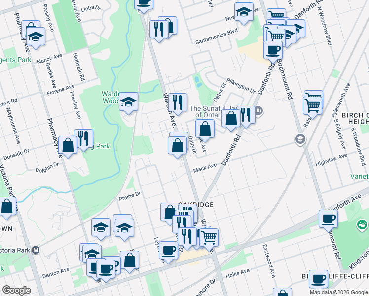 map of restaurants, bars, coffee shops, grocery stores, and more near in 
