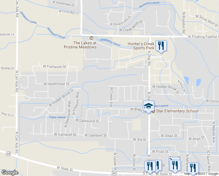map of restaurants, bars, coffee shops, grocery stores, and more near 959 North Crews Avenue in Star