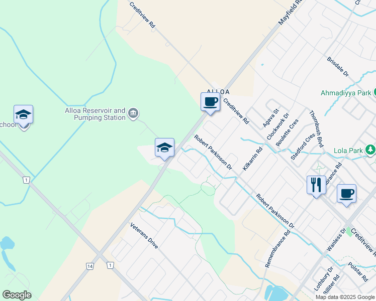 map of restaurants, bars, coffee shops, grocery stores, and more near in Regional Municipality of Peel