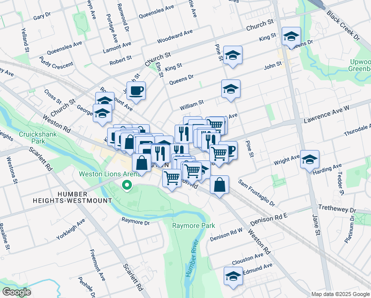 map of restaurants, bars, coffee shops, grocery stores, and more near 2 Rosemount Avenue in Toronto